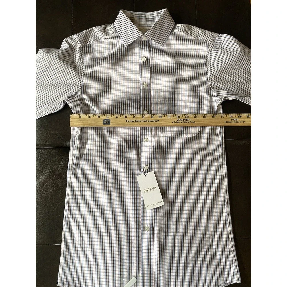 Roundtree &‎ Yorke Gold Label Men's Small 141/2 X 32 Button Up Gingham Shirt - Picture 9 of 12